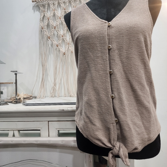 [Madewell ] Women's CUTEST ribbed button up tank top with twist tie. - Picture 4 of 11